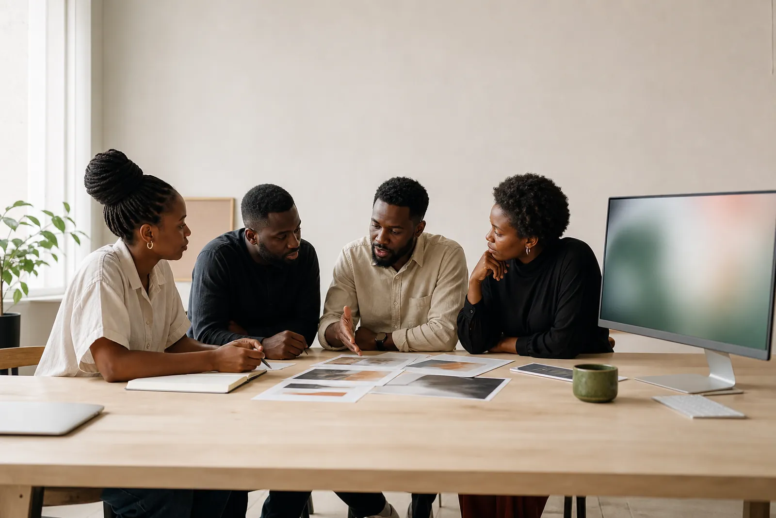 The Bz Creatives team working together in the Accra studio